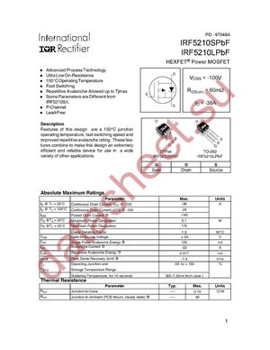 IRF5210SPBF datasheet  